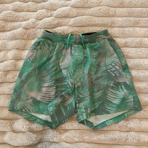 Lululemon Athletica | Men’s Green Swim Trunks with Tropical Print | Size Small
